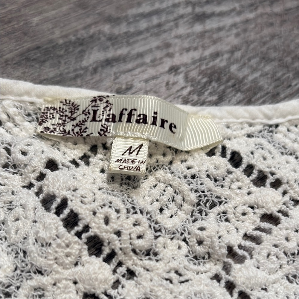 Laffaire Cream Crochet Tank Top with Rounded Neckline - Picture 3 of 4
